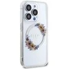 GUESS GUHMP15XHFWFFCT IPHONE 15 PRO MAX 6,7 col. permatomas kietas dėklas IML FLOWERS WREATCH MAGSAFE