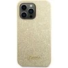 Guess GUHCP14LHGGSHD iPhone 14 Pro 6,1″ auksinis kietas dėklas Glitter Script