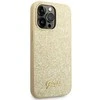 Guess GUHCP14LHGGSHD iPhone 14 Pro 6,1″ auksinis kietas dėklas Glitter Script