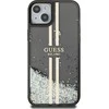 Guess GUHCP15MLFCSEGK Apple iPhone 15 Plus /14 Plus 6.7″ juodos spalvos kietas dėklas Liquid Glitter Gold Stripes