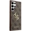 Guess PU 4G Metal Logo dėklas skirtas Samsung Galaxy S23 Ultra rudos spalvos