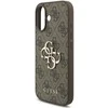 Dėklas „Guess“ PU 4G metalinis logotipo dirželis, skirtas „Apple iPhone 17“ rudos spalvos