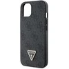 Guess PU 4G Strass Triangle Metal Logo dėklas skirtas Apple iPhone 15 juodos spalvos