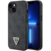 Guess PU 4G Strass Triangle Metal Logo dėklas skirtas Apple iPhone 15 juodos spalvos