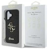 Guess PU Fixed Glitter 4G Metal Logo dėklas skirtas Apple iPhone 16 juodos spalvos