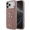 Guess PU Fixed Glitter 4G Metal Logo dėklas skirtas Apple iPhone 17 Pro Max rožinės spalvos