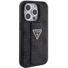 Guess GUHCP15LPGS4TDK Apple iPhone 15 Pro 6.1″ juodos spalvos kietas dėklas Grip Stand 4G Triangle Strass