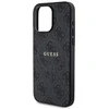 Dėklas Guess Apple iPhone 15 Pro 4G Collection Odinis Metalinis Logotipas MagSafe Juodas | ATSPĖK