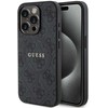 Dėklas Guess Apple iPhone 15 Pro 4G Collection Odinis Metalinis Logotipas MagSafe Juodas | ATSPĖK