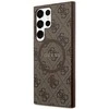 Guess GUHMS24LG4GFRW S24 Ultra S928 rudos spalvos kietas dėklas 4G Collection Leather Metal Logo MagSafe
