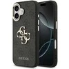 Guess PU Leather 4G Metal Logo Gold Frame dėklas skirtas Apple iPhone 17 juodos spalvos