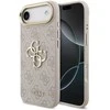 Guess PU Leather 4G Metal Logo Gold Frame dėklas skirtas Apple iPhone Air rožinės spalvos