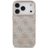 Dėklas Guess PU Leather 4G Strass Triangle Logo Gold Frame MagSafe Case for iPhone 18 Pro Rožinė