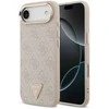 Guess PU Leather 4G Strass Triangle Logo Gold Frame MagSafe dėklas skirtas Apple iPhone Air rožinės spalvos