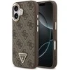 Guess PU Leather 4G Triangle Logo Gold Frame MagSafe dėklas skirtas Apple iPhone 17 rudos spalvos