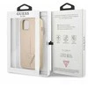 Guess GUHCP13SPSATLE iPhone 13 mini 5,4 colio mažesnis/smėlio spalvos kietas dėklas SaffianoTriangle logotipas