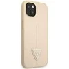 Guess GUHCP13SPSATLE iPhone 13 mini 5,4 colio mažesnis/smėlio spalvos kietas dėklas SaffianoTriangle logotipas