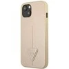 Guess GUHCP13SPSATLE iPhone 13 mini 5,4 colio mažesnis/smėlio spalvos kietas dėklas SaffianoTriangle logotipas