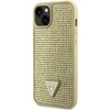 Guess GUHCP14SHDGTPD Apple iPhone 14 / 15 / 13 6.1″ auksinis kietas dėklas Rhinestone Triangle
