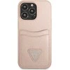 Dėklas GUESS GUHCP13LSATPPPPP 13 PRO / 13 6.1 "Rožinis / Rožinis HARDCASE SAFFIANOTRIANGLE CARDSLOT LOGO