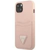 Apple iPhone 13 Mini Guess dėklas Saffianotriangle Logo Cardslot (GUHCP13SPSATPP) rožinės spalvos
