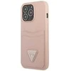 Dėklas GUESS GUHCP13LSATPPPPP 13 PRO / 13 6.1 "Rožinis / Rožinis HARDCASE SAFFIANOTRIANGLE CARDSLOT LOGO