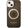 Guess GUHMP14SHTCMK Apple iPhone 14 / 15 / 136.1" dėklas telefonui juodos spalvos hard case Gold Outline Translucent MagSafe