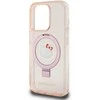 Apple iPhone 15 Pro Max Hello Kitty dėklas Ring Stand Glitter Electrop Logo MagSafe (HKHMP15XHRSGEP) rožinės spalvos