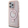 Dėklas Hello Kitty Ring Stand Glitter Electrop Logo MagSafe - Apple iPhone 15 Pro Case pink