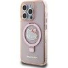 Apple iPhone 15 Pro Max Hello Kitty dėklas Ring Stand Glitter Electrop Logo MagSafe (HKHMP15XHRSGEP) rožinės spalvos