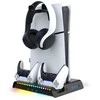 iPega P5S006 daugiafunkcis įkrovimo RGB stovas su aušinimu, skirtas PS5 Slim Juodas