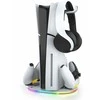iPega P5S045 vertikalus įkrovimo stovas su RGB, skirtas PS5/PS5 Slim Baltas