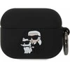 Karl Lagerfeld 3D Logo NFT Karl and Choupette silikoninis Apple AirPods Pro dėklas ausinėms juodos spalvos