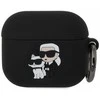 Karl Lagerfeld 3D Logo NFT Karl and Choupette silikoninis dėklas ausinėms AirPods 3 juodos spalvos