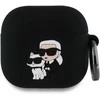 Karl Lagerfeld 3D Logo NFT Karl and Choupette silikoninis dėklas skirtas AirPods 4 juodos spalvos
