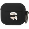 Juodas AirPods 3 dėklas su 3D Karl Lagerfeld portretu