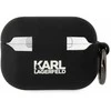 Apple AirPods Pro 2 Karl Lagerfeld silikoninis Karl Head 3D ausinių dėklas juodos spalvos