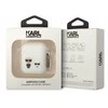 Apple AirPods Karl Lagerfeld silikoninis Karl &amp; Choupette (KLACA2SILKCW) ausinių dėklas baltos spalvos