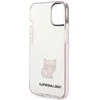 Karl Lagerfeld dėklas, skirtas iPhone 14 Plus 6,7 KLHCP14MCTTRI rožinis kietas dėklas, skirtas Skaidrus Choupette Body