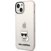Karl Lagerfeld dėklas, skirtas iPhone 14 Plus 6,7 KLHCP14MCTTRI rožinis kietas dėklas, skirtas Skaidrus Choupette Body