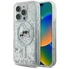 Karl Lagerfeld Liquid Glitter Karl &amp; Choupette Head Magsafe Apple iPhone 16 Pro Max - dėklas telefonui skaidrus