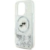 Karl Lagerfeld Liquid Glitter Karl &amp; Choupette Head Magsafe Apple iPhone 16 Pro Max - dėklas telefonui skaidrus