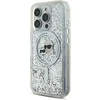 Karl Lagerfeld Liquid Glitter Karl &amp; Choupette Head Magsafe Apple iPhone 16 Pro Max - dėklas telefonui skaidrus