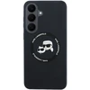 Karl Lagerfeld Liquid Silicone Double Heads magnetinis dėklas, skirtas Samsung Galaxy S26 FE, juodas