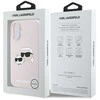 Karl Lagerfeld Liquid silikoninis Double Heads MagSafe Apple iPhone 16 dėklas telefonui rožinės spalvos