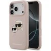 Karl Lagerfeld Liquid Silicone Double Heads MagSafe dėklas skirtas Apple iPhone 17 Pro rožinės spalvos