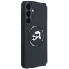 Karl Lagerfeld Liquid Silicone Double Heads magnetinis dėklas, skirtas Samsung Galaxy S26 FE, juodas