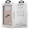 Karl Lagerfeld Liquid Silicone Double Heads MagSafe dėklas skirtas Apple iPhone 17 Pro Max rožinės spalvos
