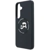 Karl Lagerfeld Liquid Silicone Double Heads magnetinis dėklas, skirtas Samsung Galaxy S26 FE, juodas