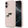 Karl Lagerfeld Liquid Silicone Double Heads MagSafe dėklas skirtas Apple iPhone 17 rožinės spalvos